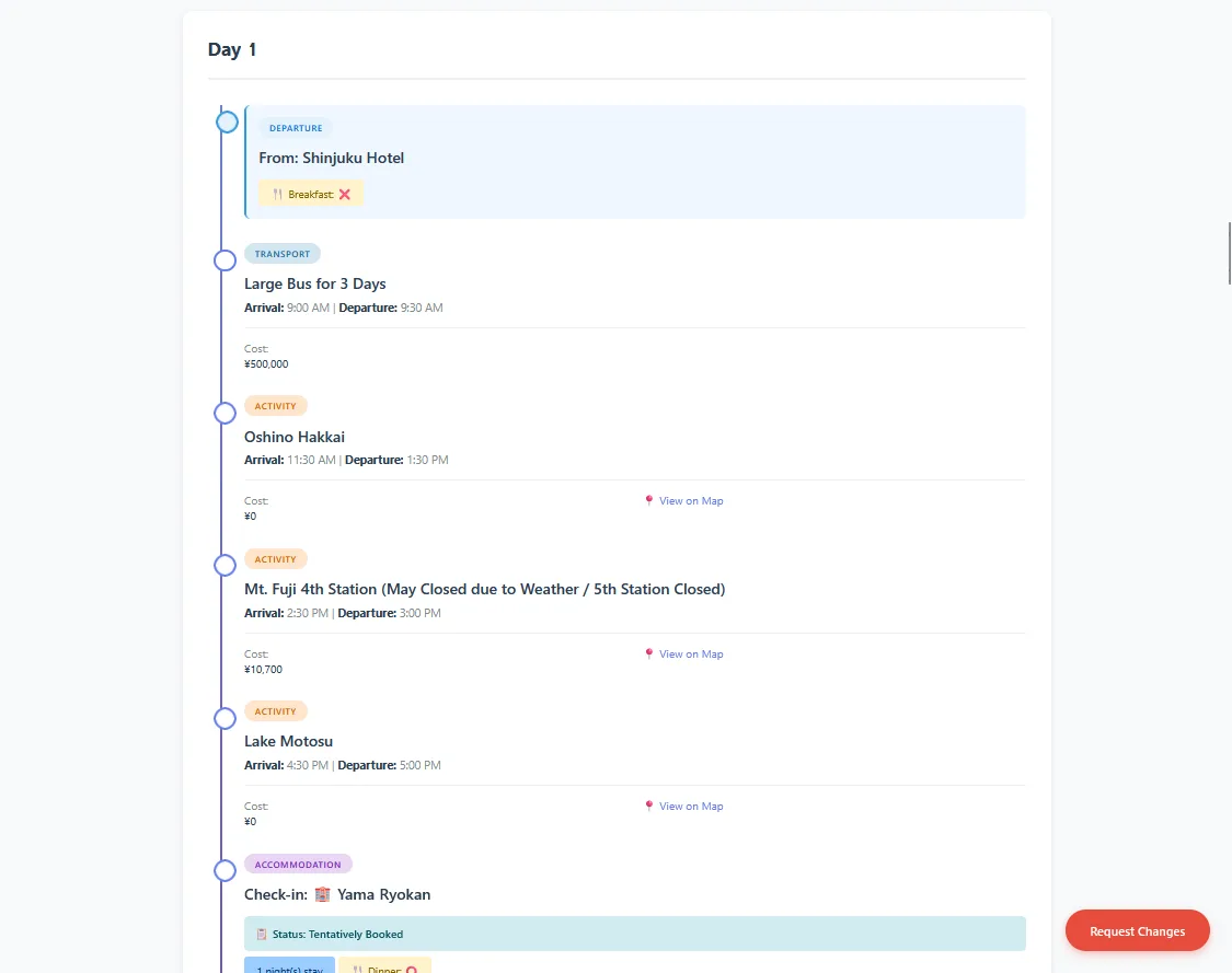 Real-Time Itinerary Portal