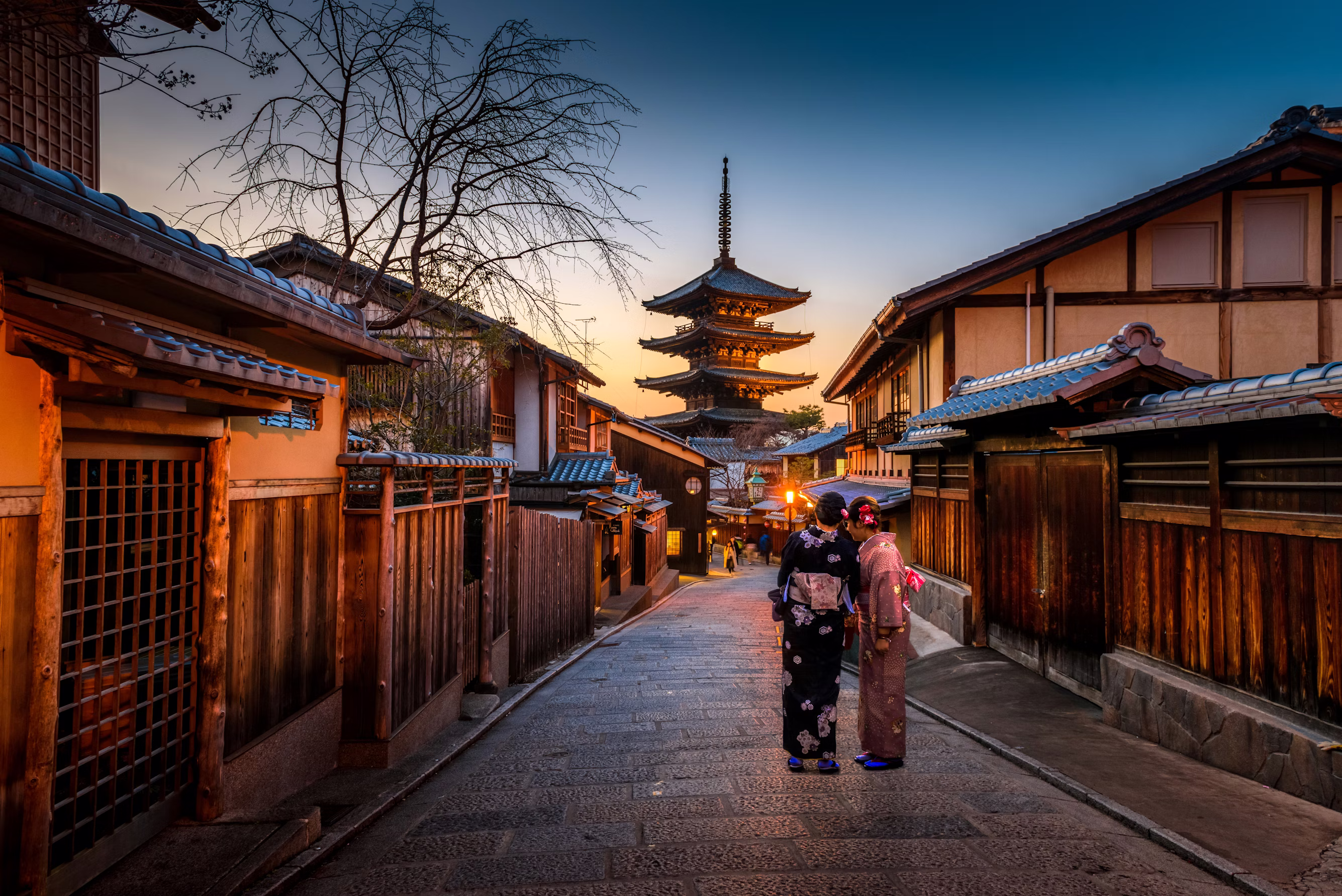 Street in Kyoto on Sunset