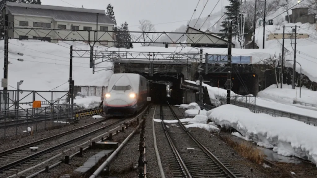 ガーラ湯沢支線を走る上越新幹線