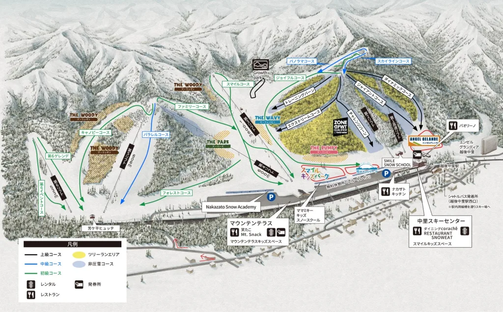 湯沢中里スノーリゾートのマップ