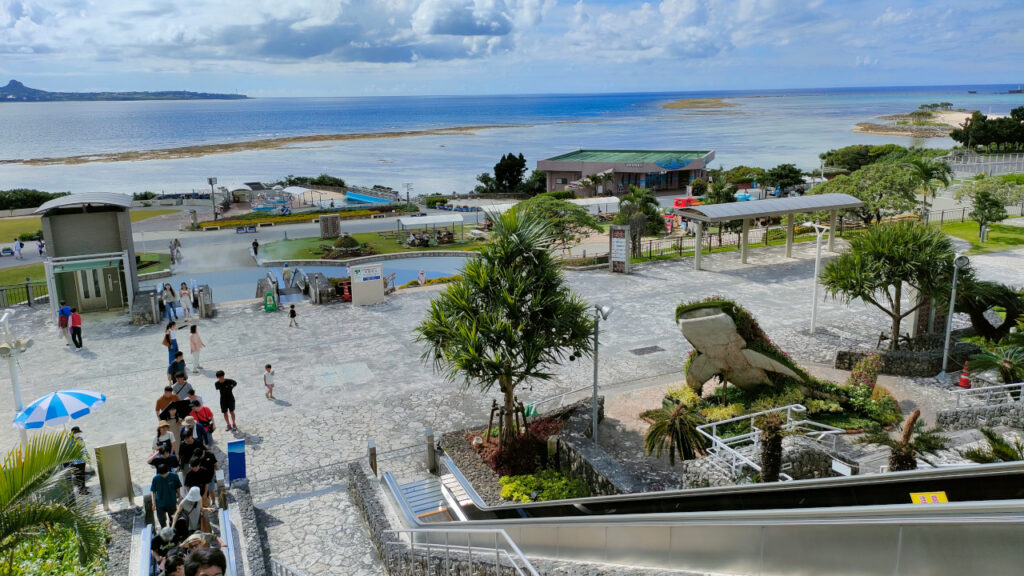 沖縄 美ら海水族館でウミガメ館とマナティー館がある海側